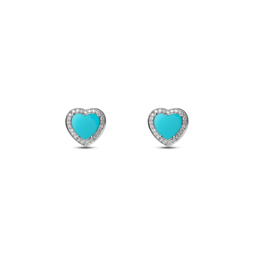 Amore earrings with blue agate in white gold (view 2)