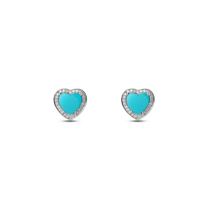 Amore earrings with blue agate in white gold (view 2)