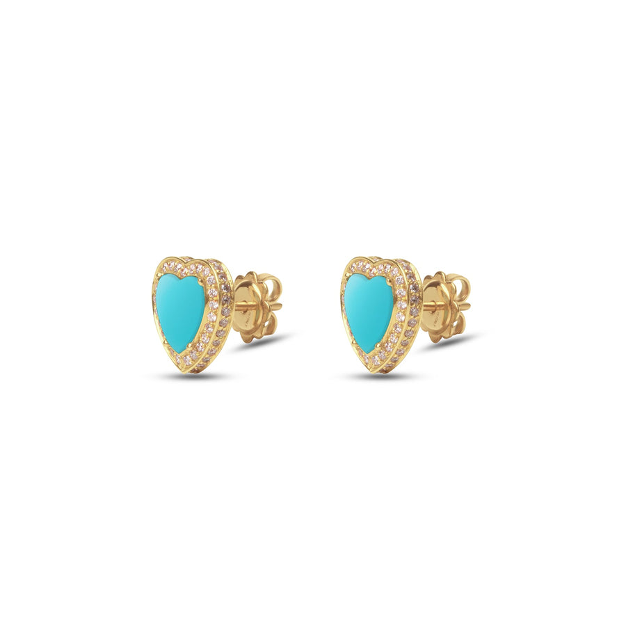 Amore earrings with blue agate in yellow gold