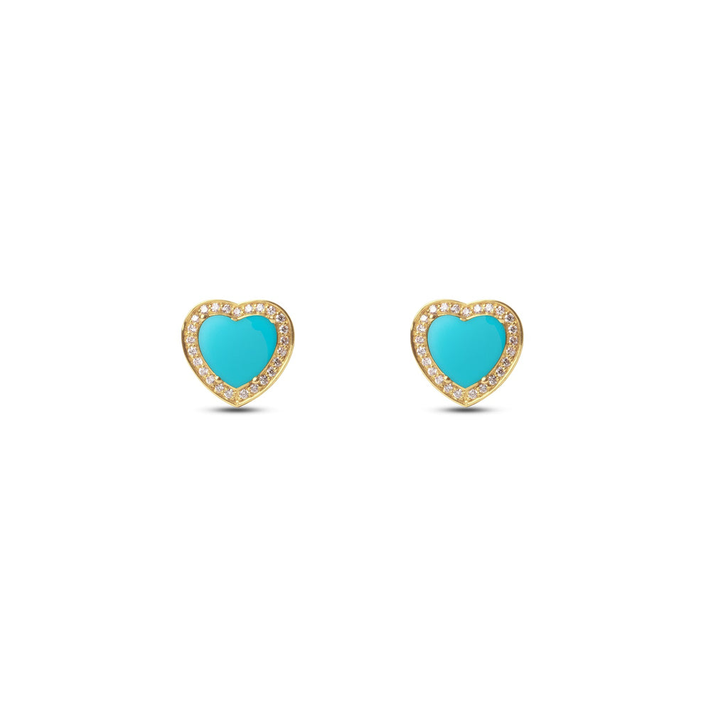 Amore earrings with blue agate in yellow gold (view 2)