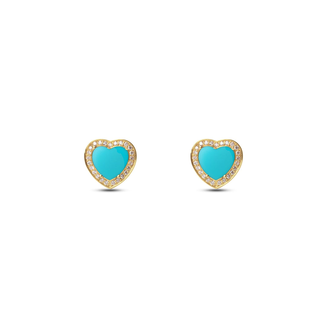 Amore earrings with blue agate in yellow gold (view 2)