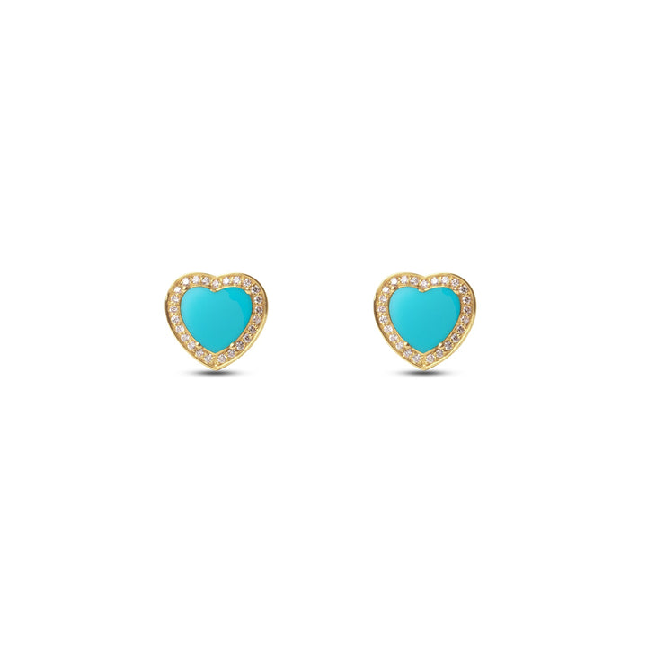 Amore earrings with blue agate in yellow gold (view 2)