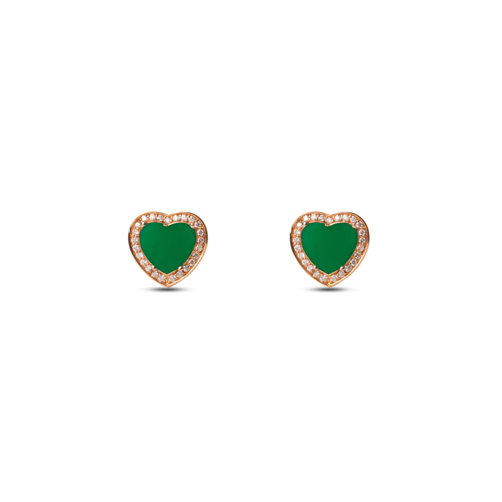 Amore earrings with green agate in rose gold (view 2)