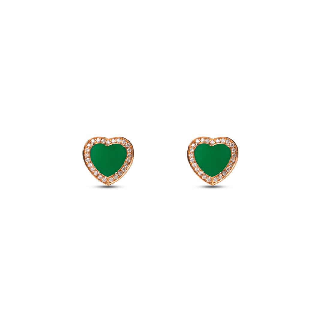 Amore earrings with green agate in rose gold (view 2)