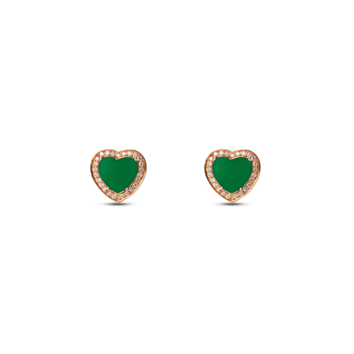 Amore earrings with green agate in rose gold (view 2)