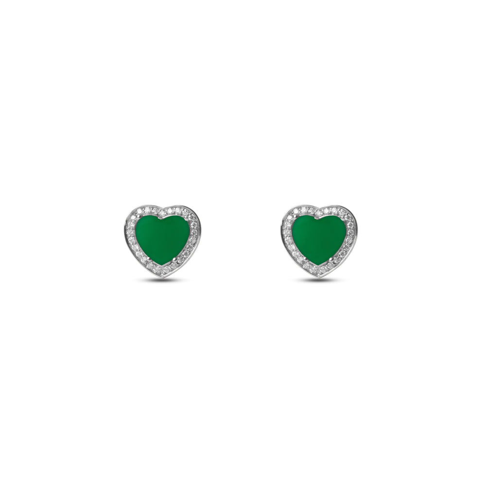 Amore earrings with green agate in white gold (view 2)