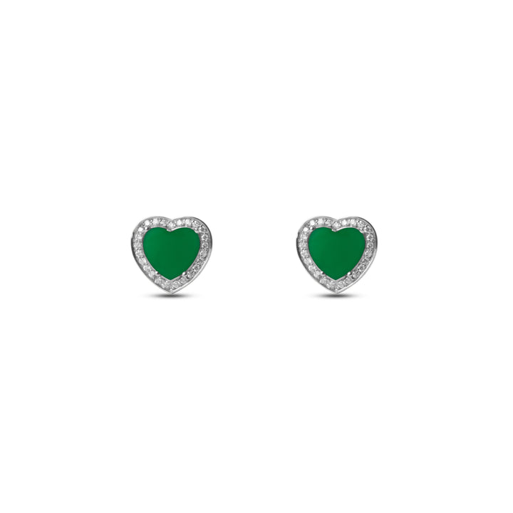 Amore earrings with green agate in white gold (view 2)