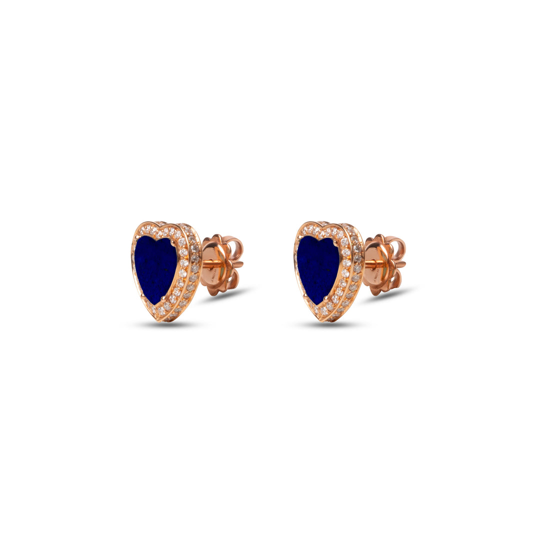 Amore earrings with lapis lazuli in rose gold