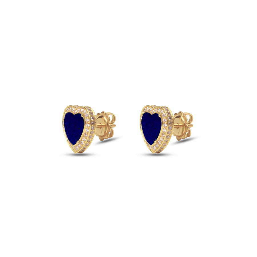Amore earrings with lapis lazuli in yellow gold