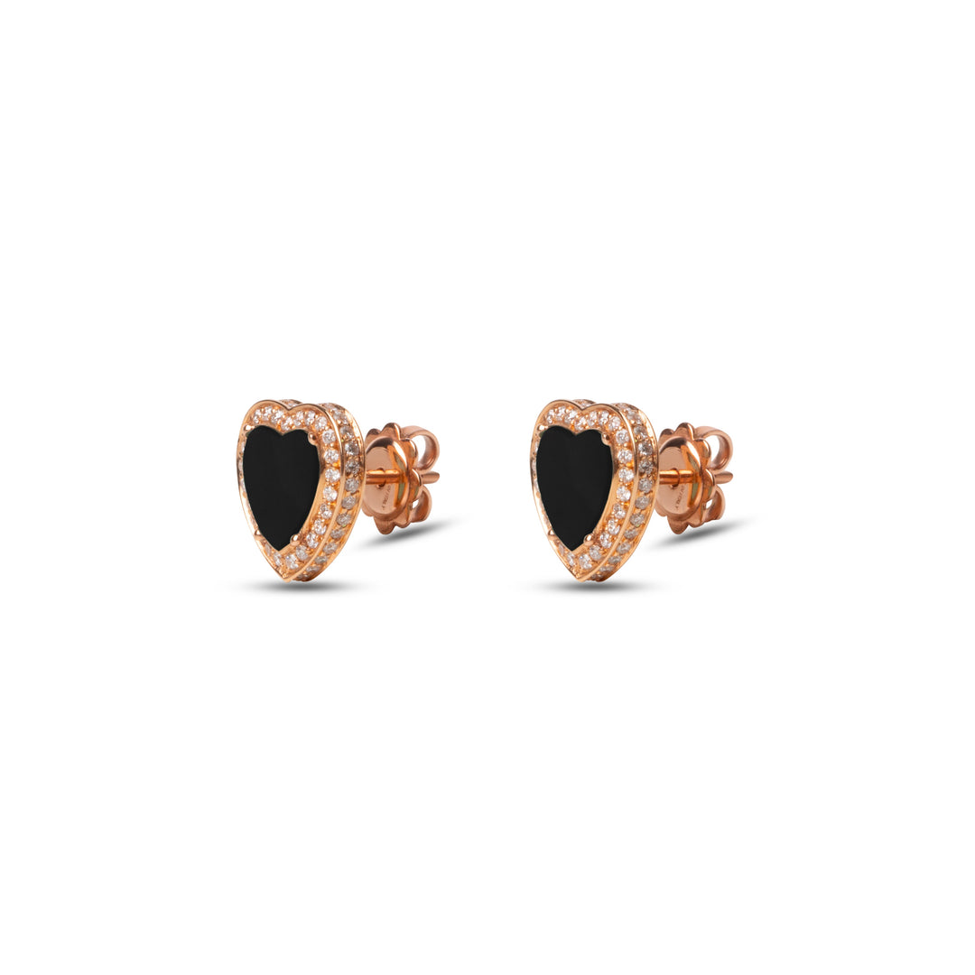 Amore earrings with onyx in rose gold