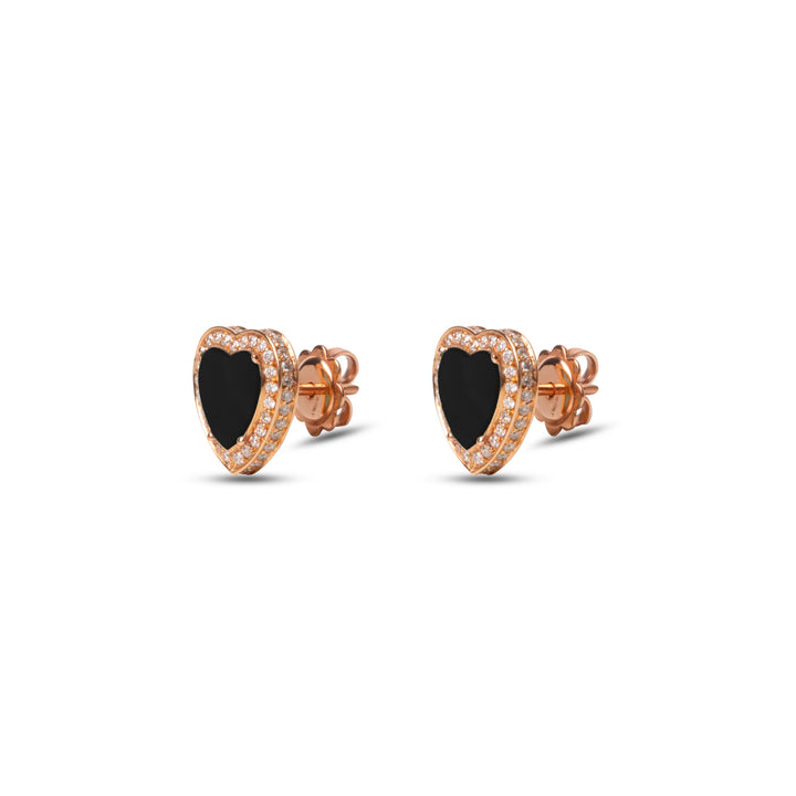 Amore earrings with onyx in rose gold