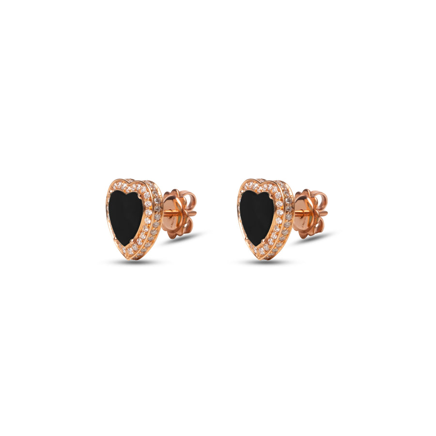 Amore earrings with onyx in rose gold