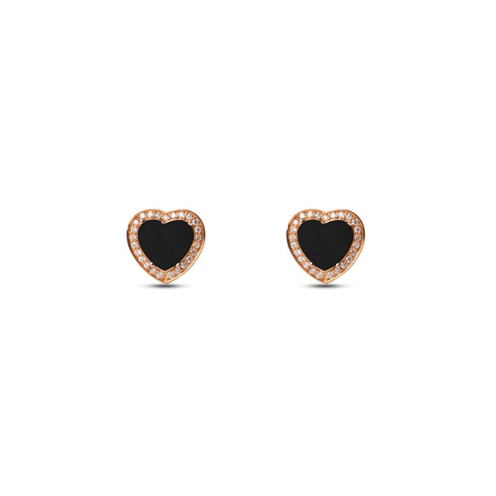 Amore earrings with onyx in rose gold (view 2)