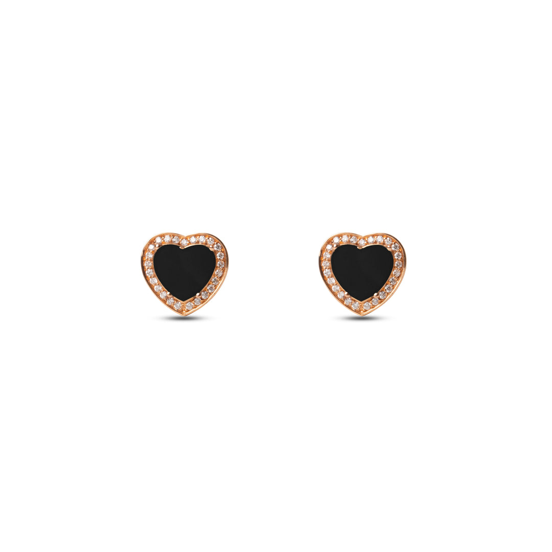 Amore earrings with onyx in rose gold (view 2)