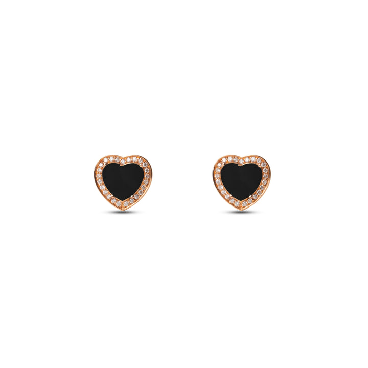 Amore earrings with onyx in rose gold (view 2)