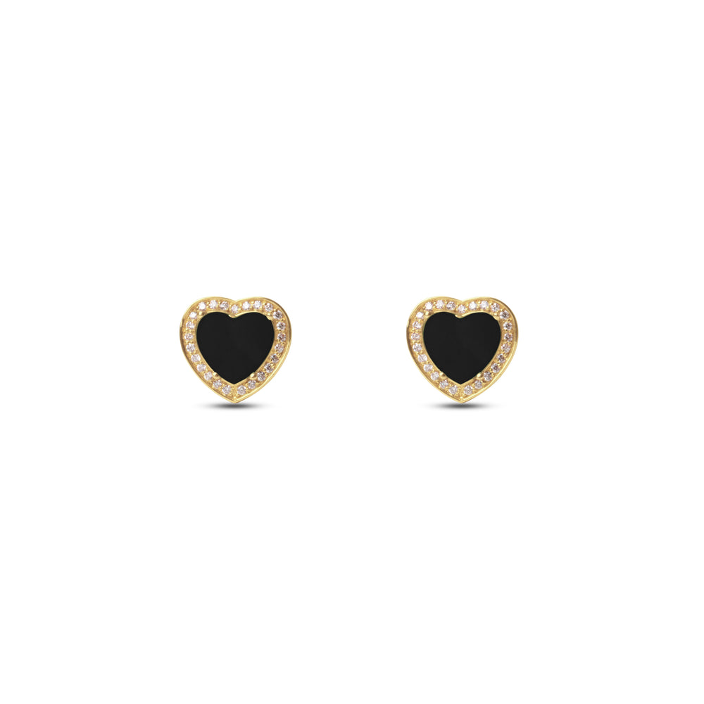 Amore earrings with onyx in yellow gold (view 2)