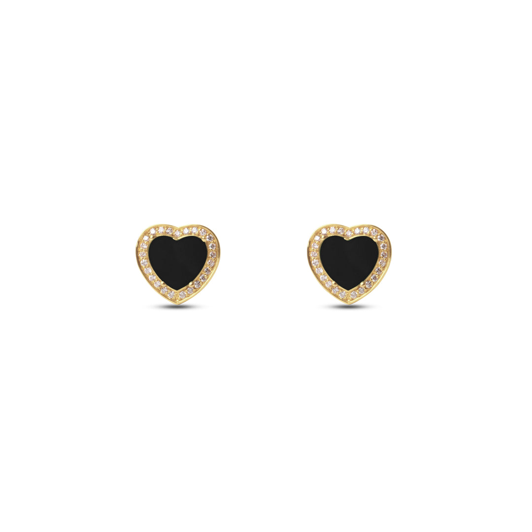 Amore earrings with onyx in yellow gold (view 2)