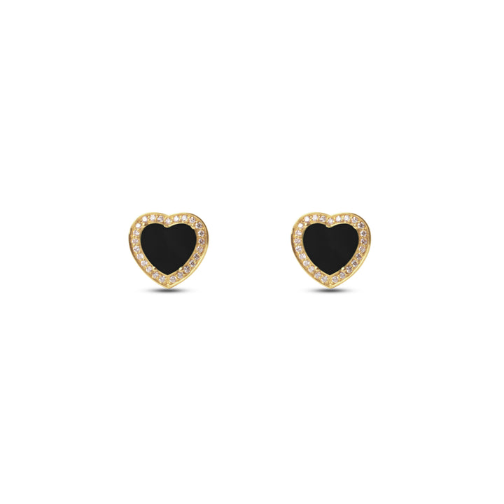 Amore earrings with onyx in yellow gold (view 2)