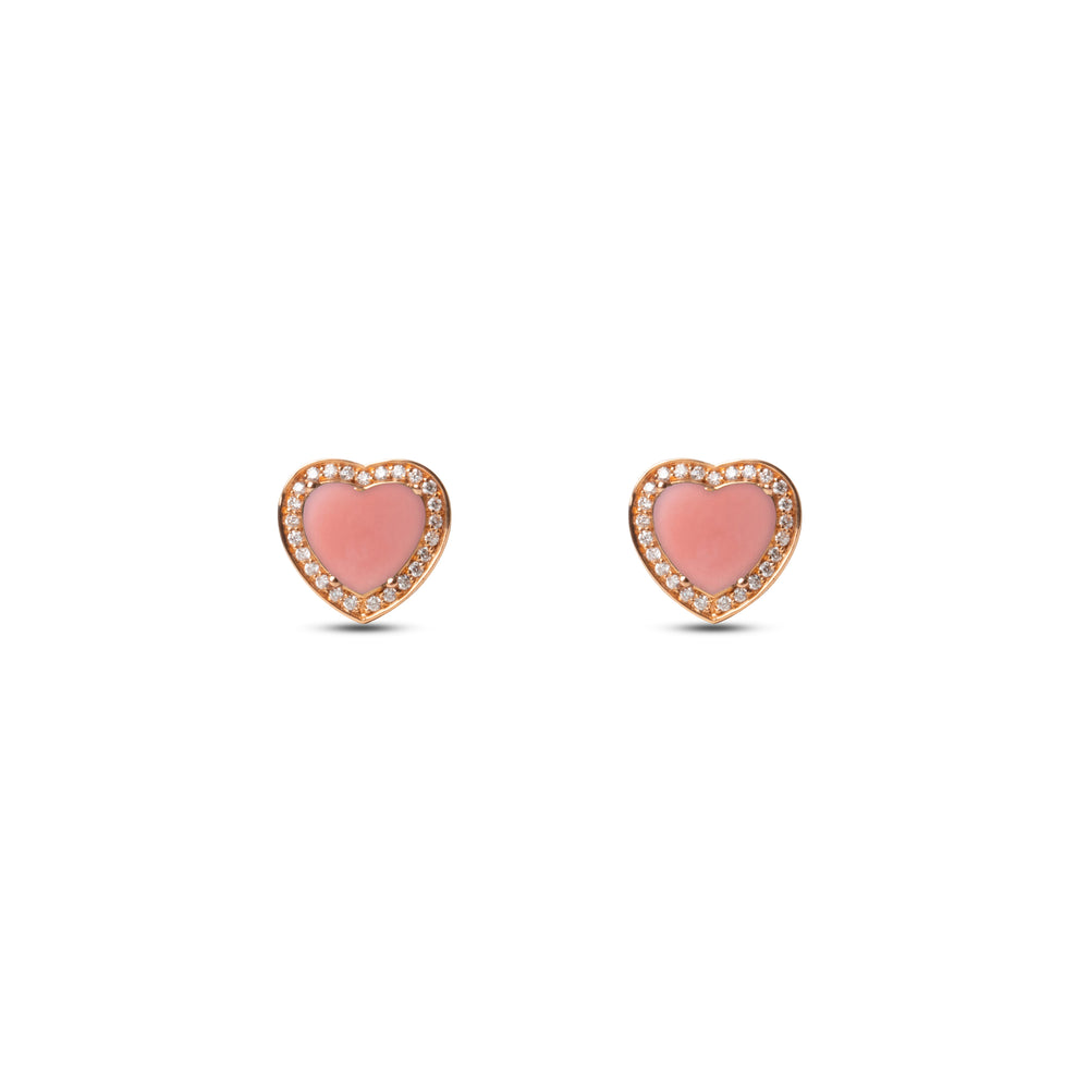 Amore earrings with pink opal in rose gold (view 2)