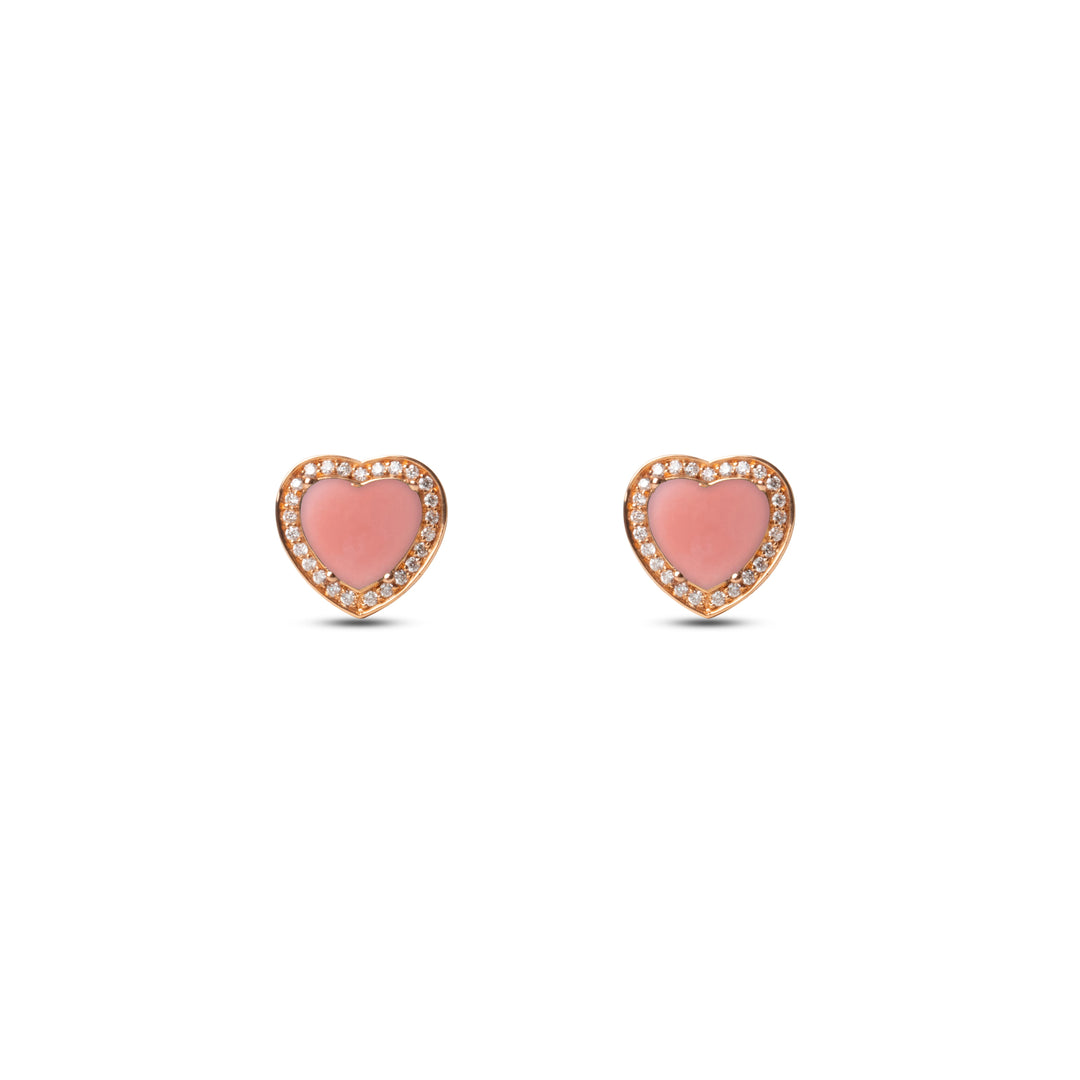 Amore earrings with pink opal in rose gold (view 2)