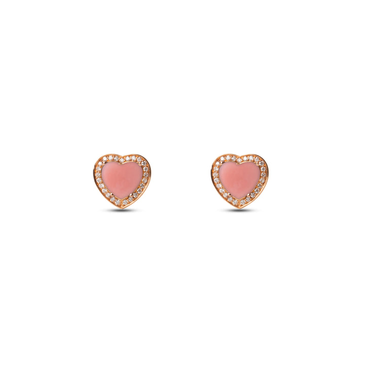 Amore earrings with pink opal in rose gold (view 2)