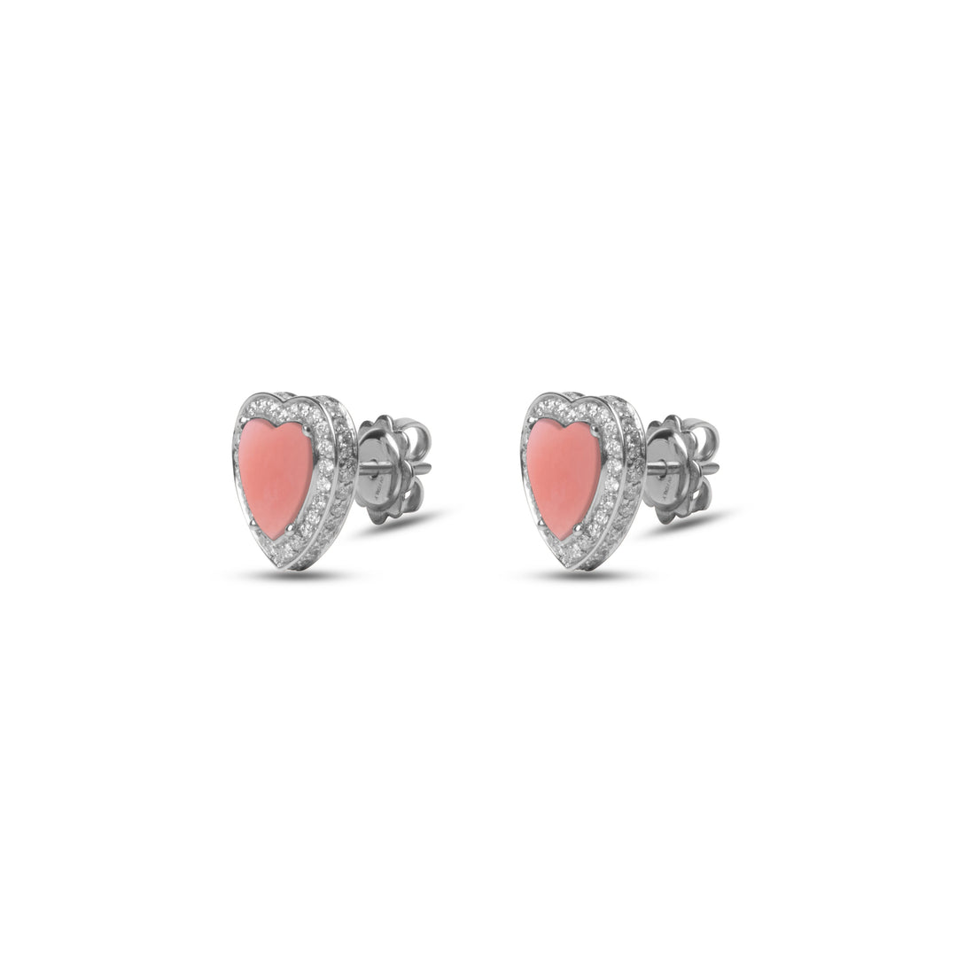 Amore earrings with pink opal in white gold