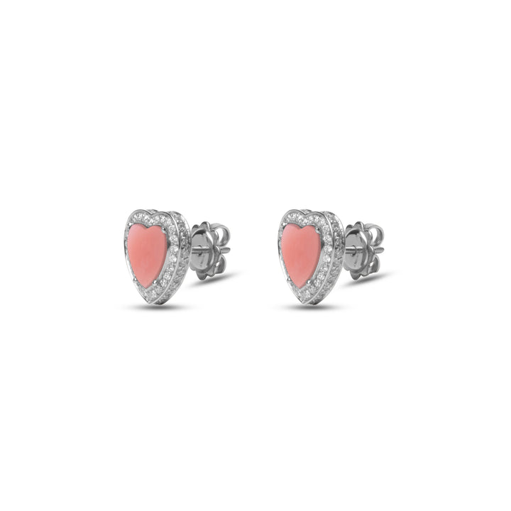 Amore earrings with pink opal in white gold