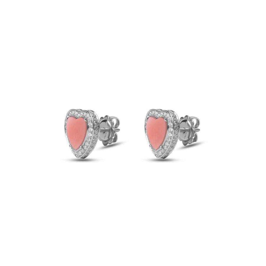 Amore earrings with pink opal in white gold