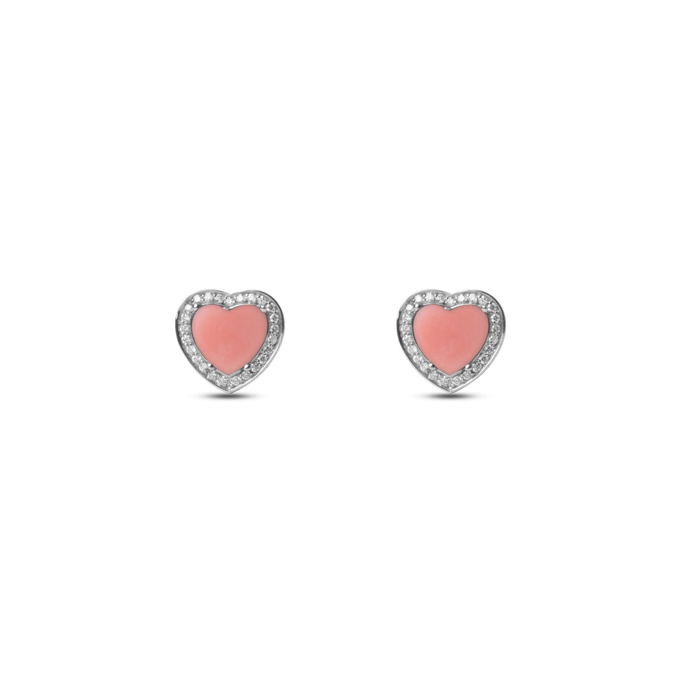 Amore earrings with pink opal in white gold (view 2)