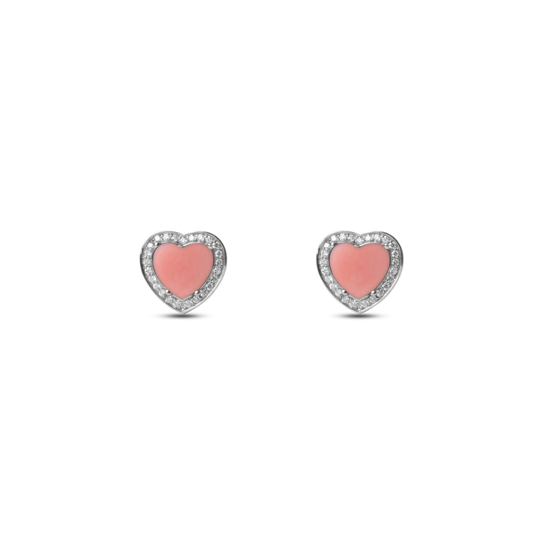 Amore earrings with pink opal in white gold (view 2)