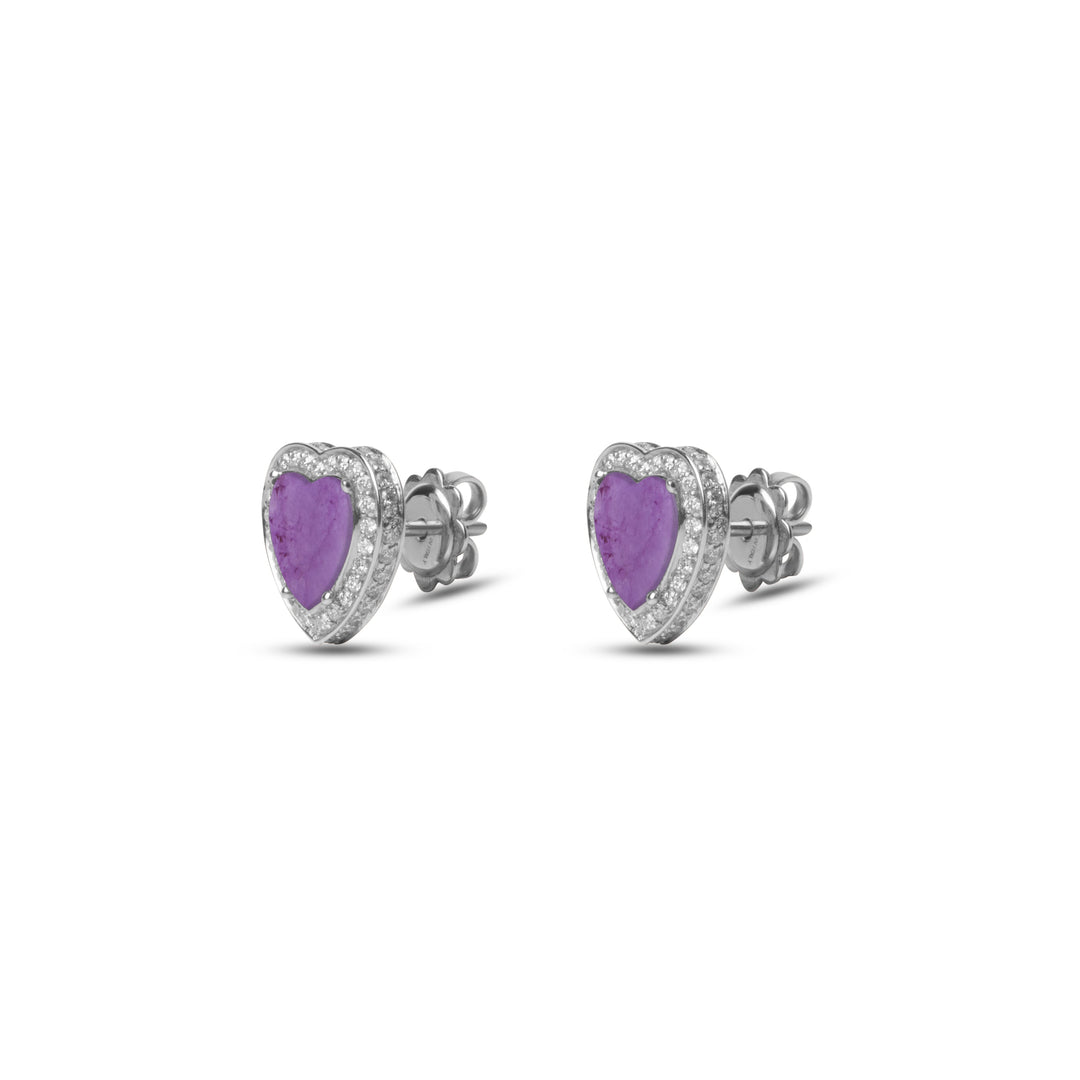 Amore earrings with purple agate in white gold