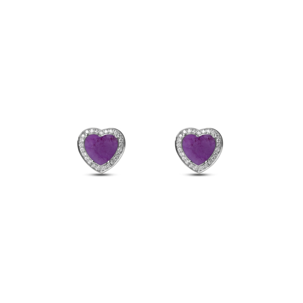 Amore earrings with purple agate in white gold (view 2)