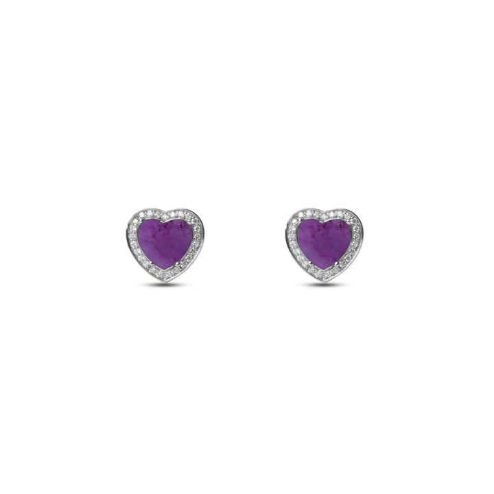 Amore earrings with purple agate in white gold (view 2)