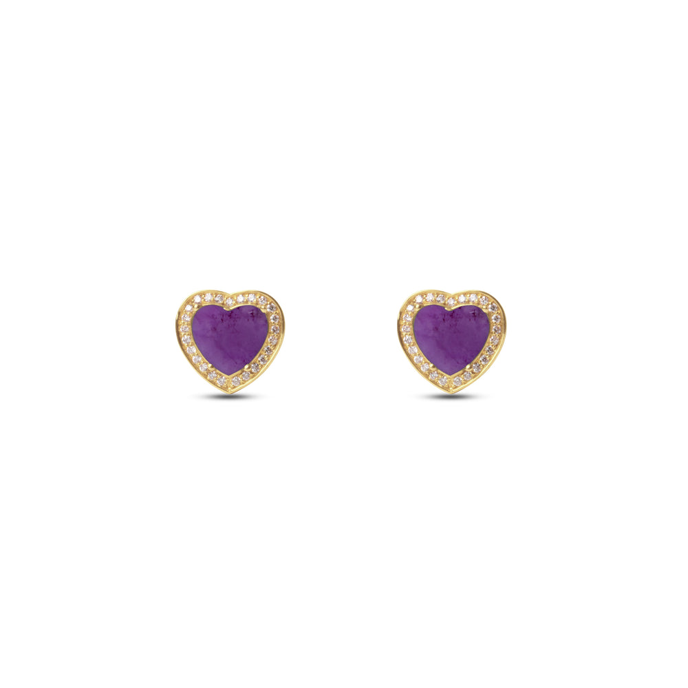 Amore earrings with purple agate in yellow gold (view 2)
