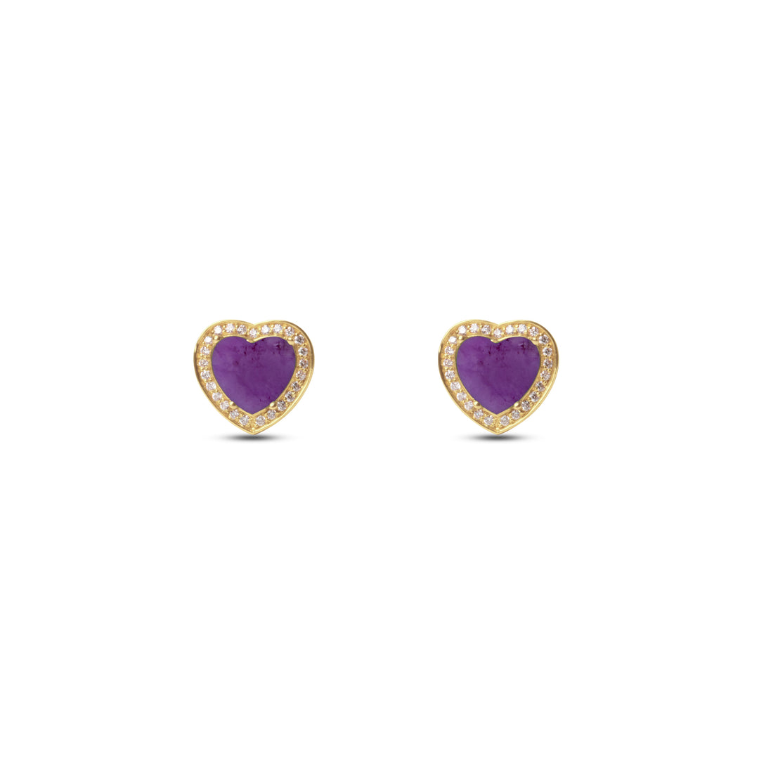 Amore earrings with purple agate in yellow gold (view 2)