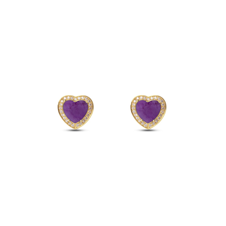 Amore earrings with purple agate in yellow gold (view 2)