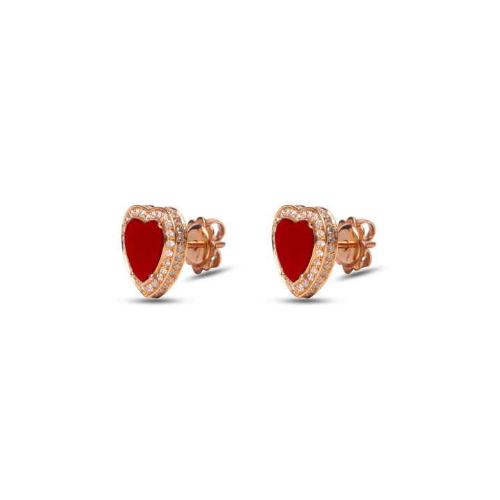 Amore earrings with red carnelian in rose gold