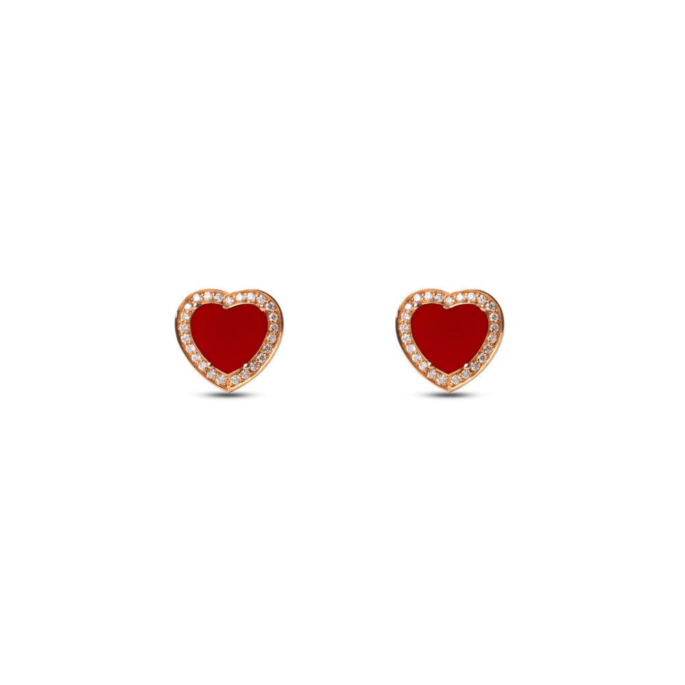 Amore earrings with red carnelian in rose gold (view 2)
