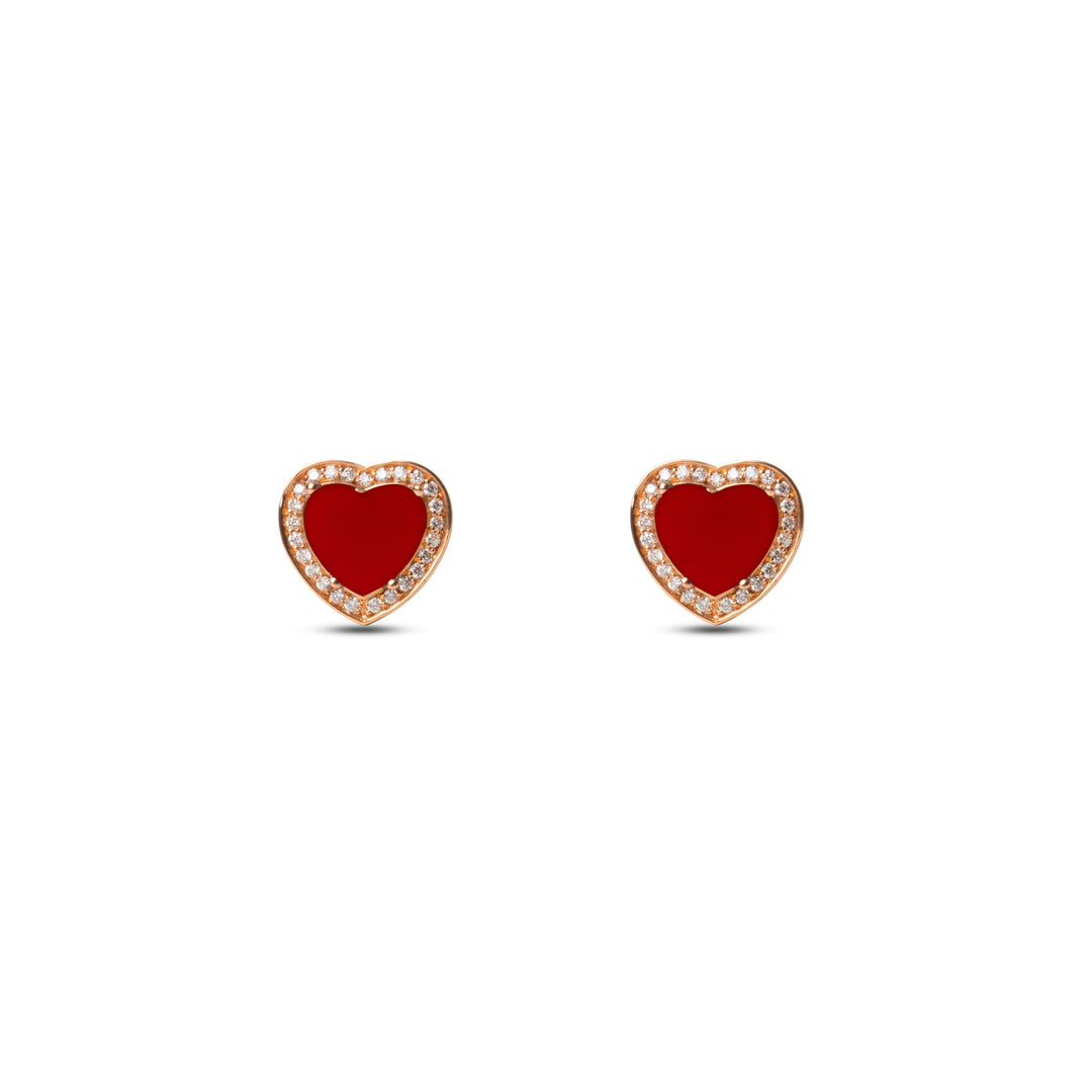 Amore earrings with red carnelian in rose gold (view 2)