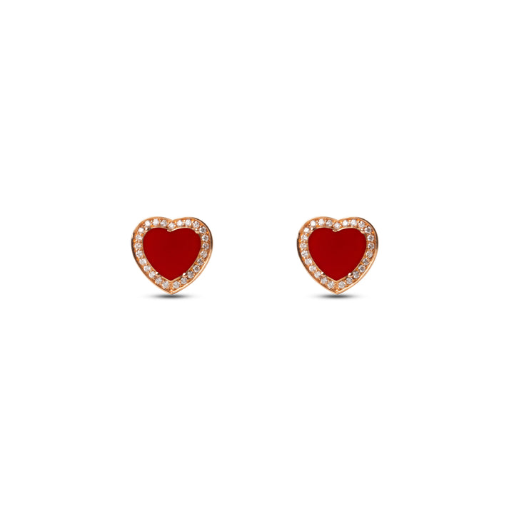 Amore earrings with red carnelian in rose gold (view 2)