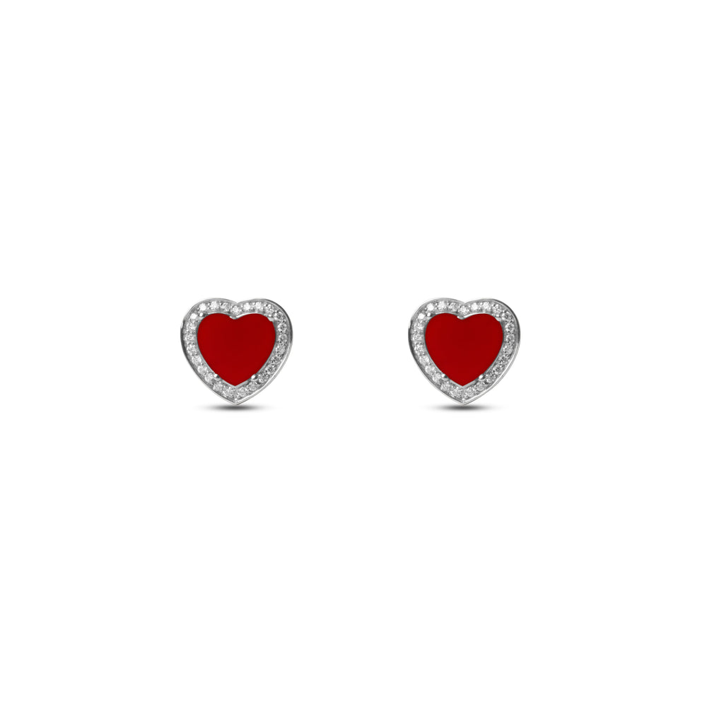 Amore earrings with red carnelian in white gold (view 2)