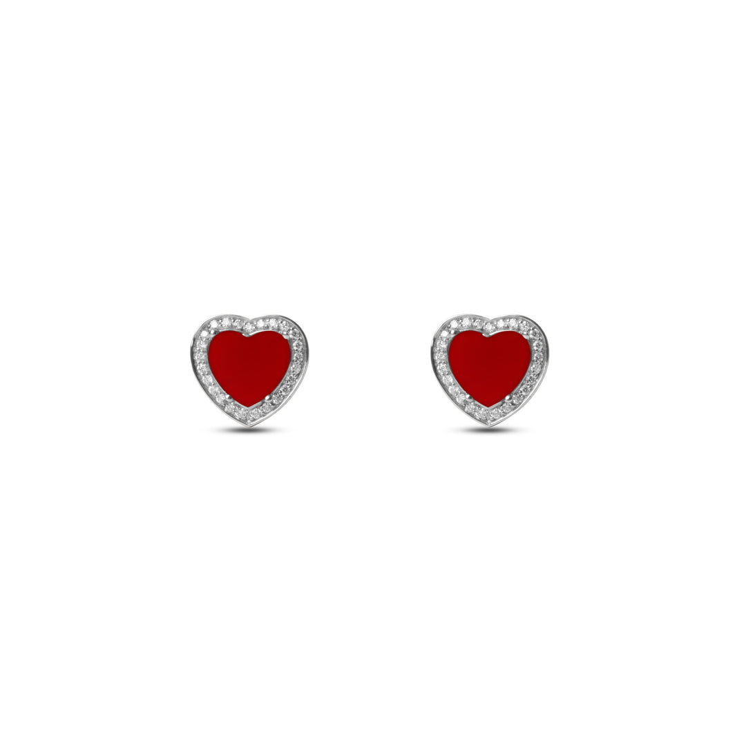 Amore earrings with red carnelian in white gold (view 2)