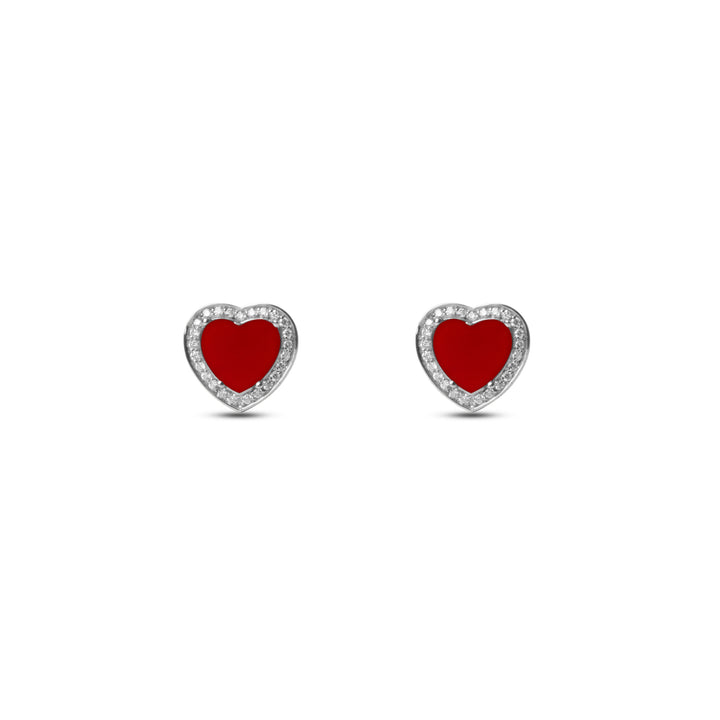Amore earrings with red carnelian in white gold (view 2)