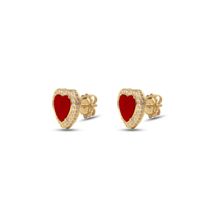 Amore earrings with red carnelian in yellow gold