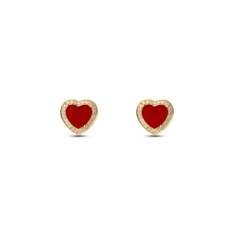 Amore earrings with red carnelian in yellow gold (view 2)