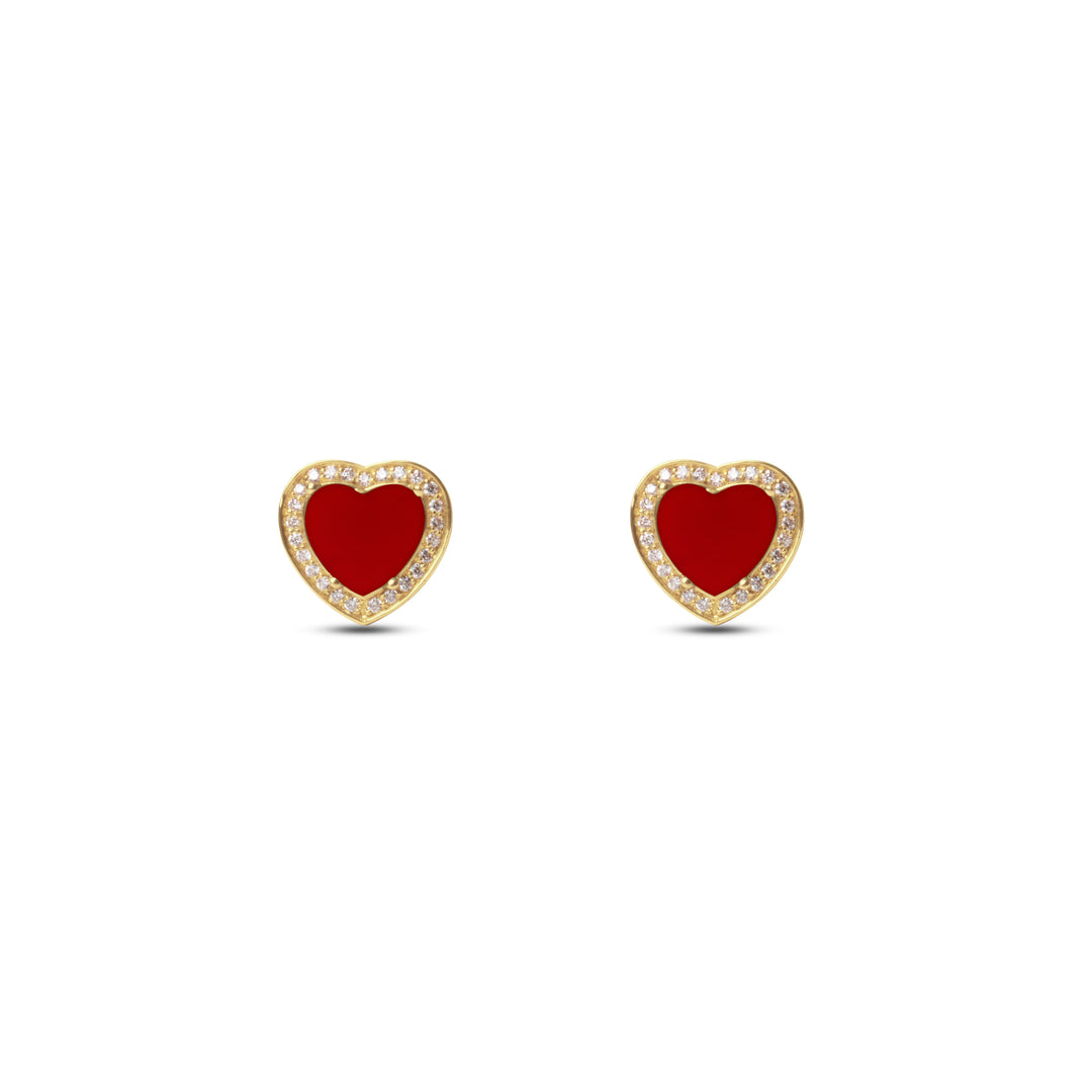 Amore earrings with red carnelian in yellow gold (view 2)