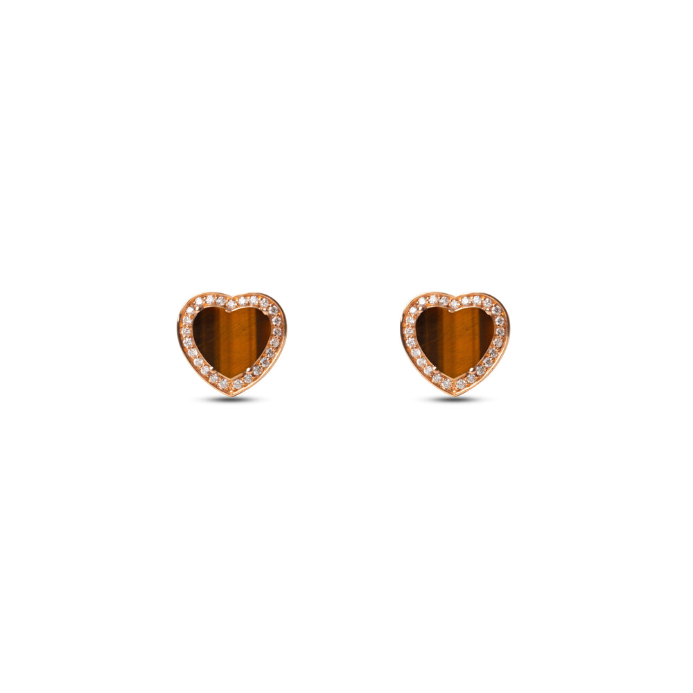 Amore earrings with tiger eye in rose gold (view 2)