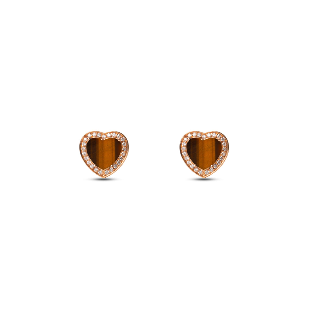 Amore earrings with tiger eye in rose gold (view 2)