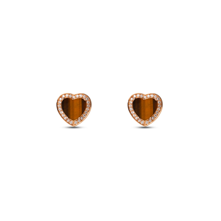 Amore earrings with tiger eye in rose gold (view 2)