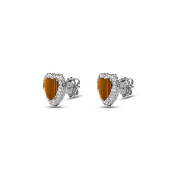 Amore earrings with tiger eye in white gold